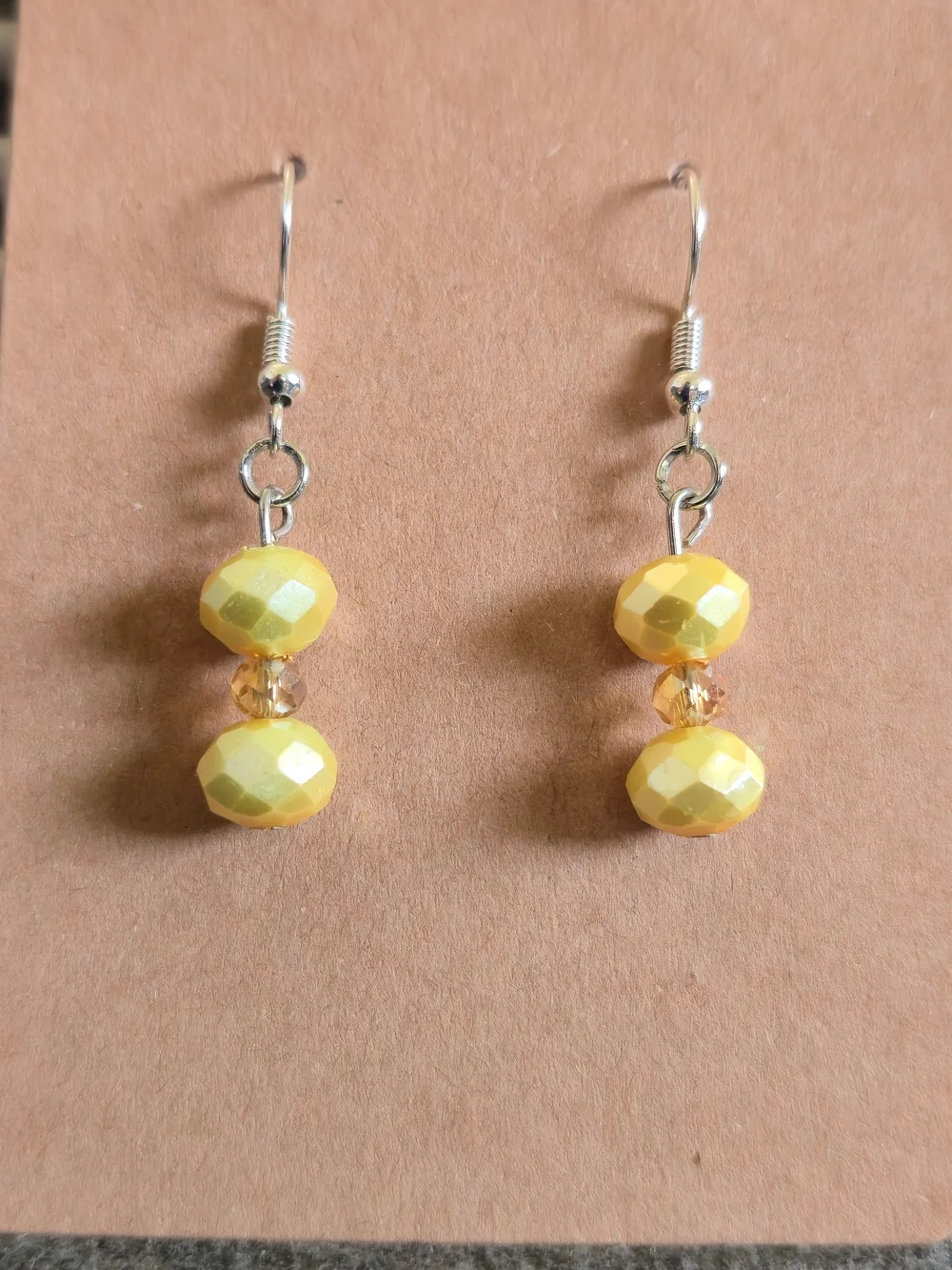 NWT Handmade Yellow Crystal Dangle Earrings